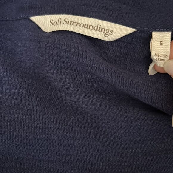 Soft Surroundings Delia Mixed Buttons V-Neck Jersey Lightweight Jacket/Top Sz S - Picture 9 of 10